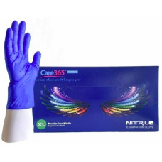 Нитриловые перчатки Care365 Premium без пудры, синие, 100 шт, размер XL